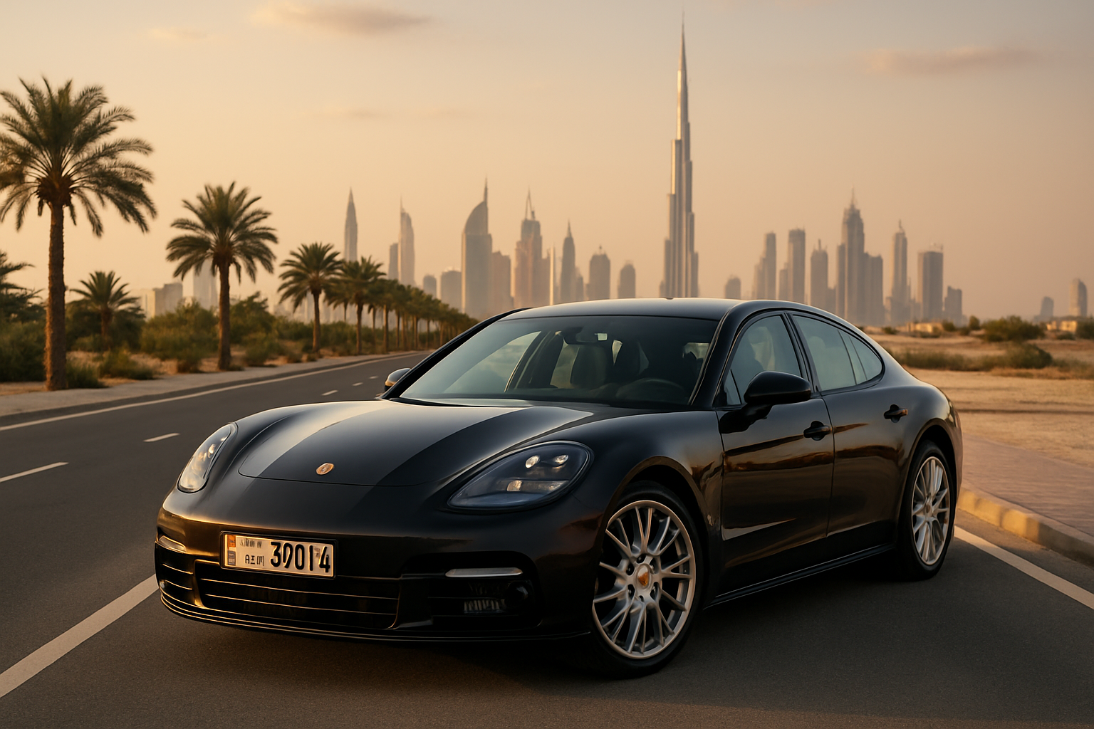 Luxury car ready for road travel in Dubai